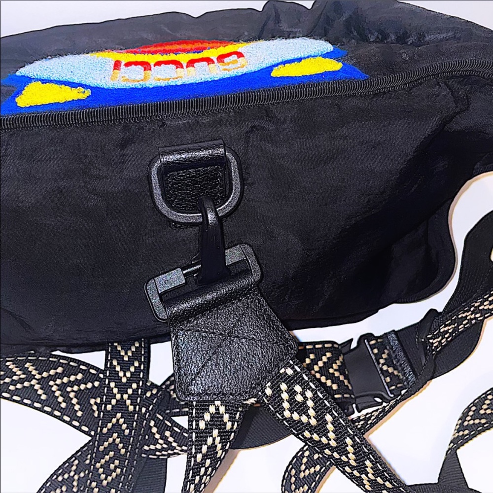 Authentic Gucci Black Nylon Embroidered Logo “Loved” 2 Way Backpack/Body Bag - Picture 7 of 13